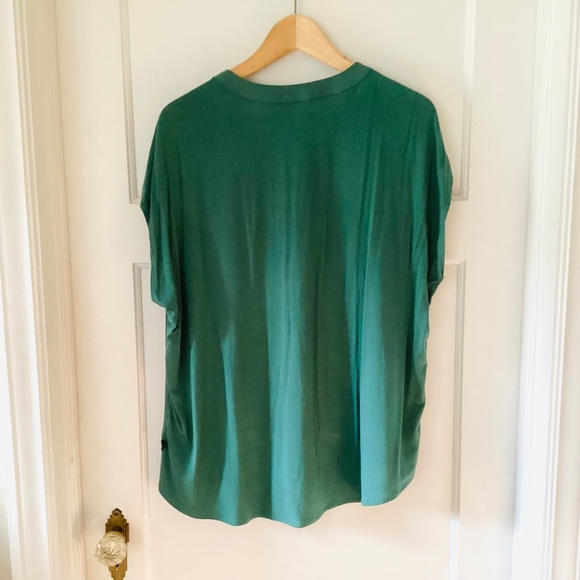 BANANA REPUBLIC Jade GREEN V-NECK SLEEVELESS TANK BLOUSE WOMENS Sz L minimalist - Picture 13 of 14